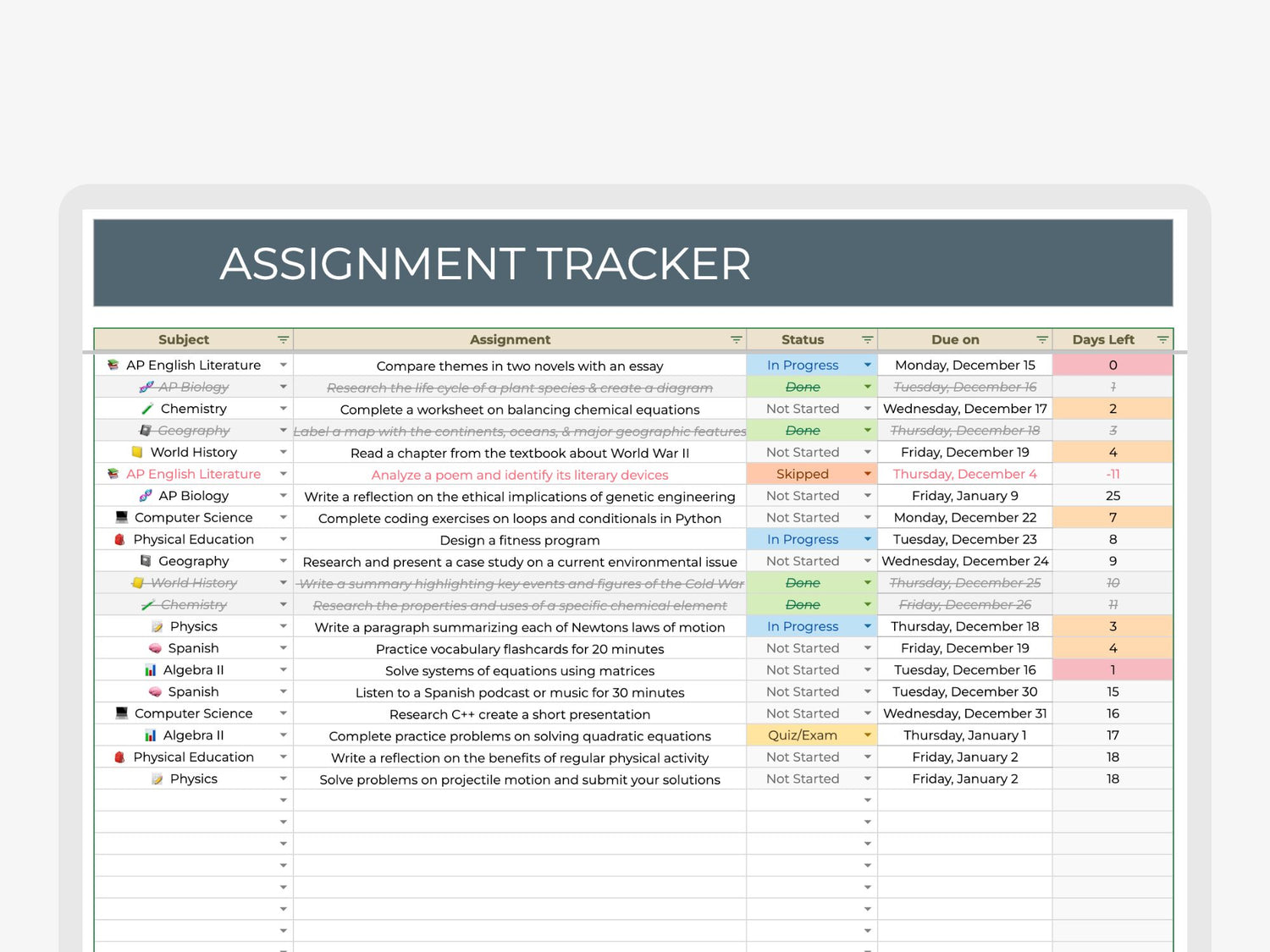 Assignment Tracker