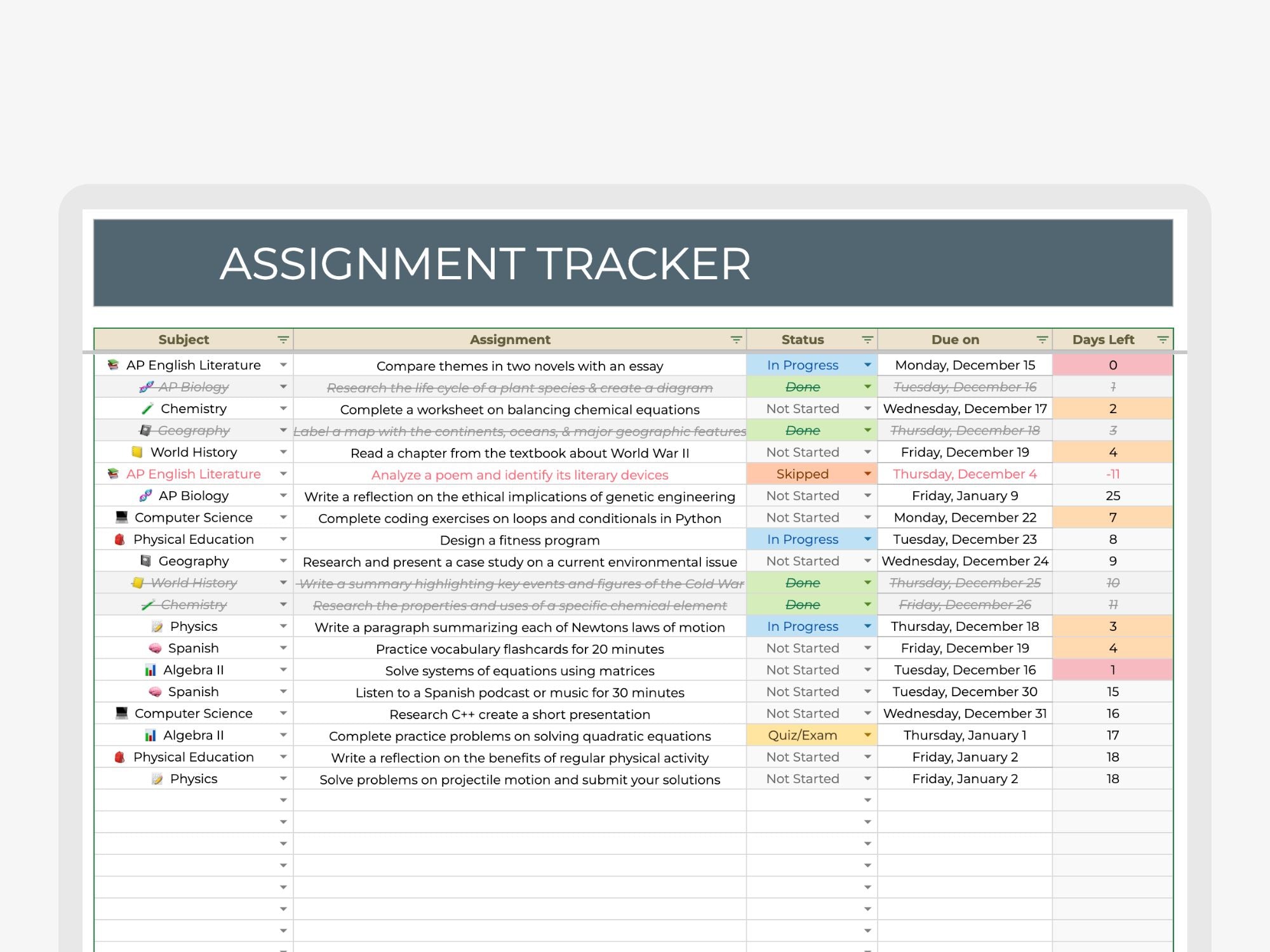Assignment Tracker