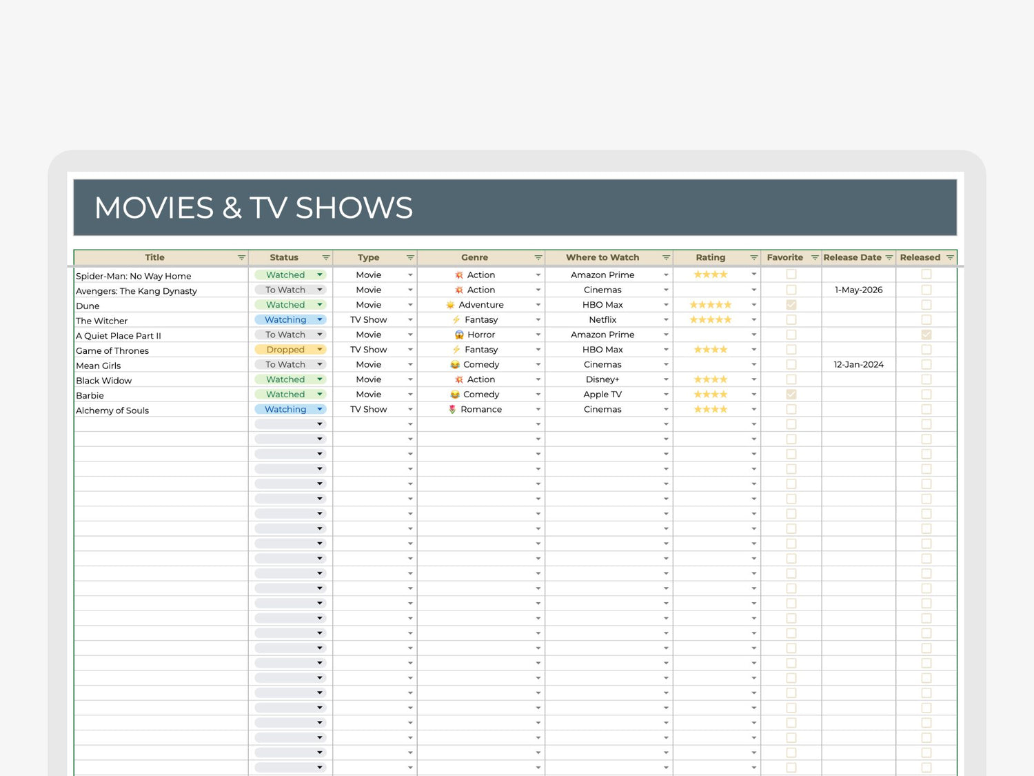 Movie &amp; TV Show Tracker
