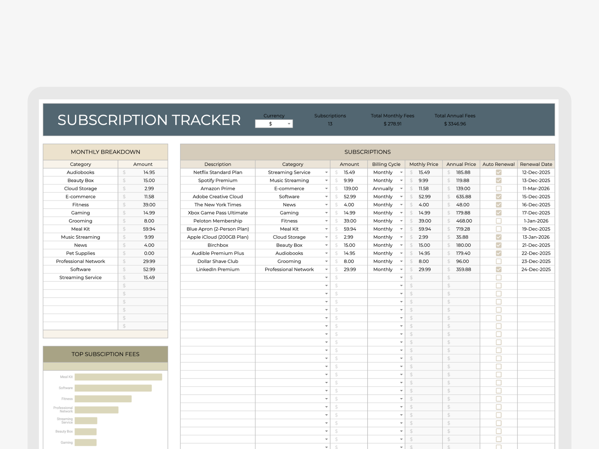 Subscription Tracker